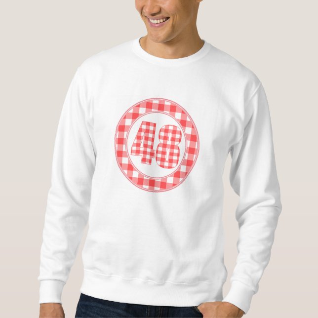 gingham check 48 circular RED Sweatshirt (Front)