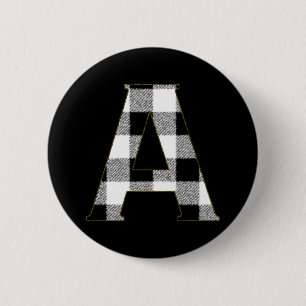 Gingham Check A 6 Cm Round Badge
