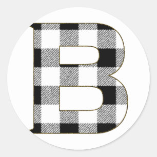 Gingham Check B Classic Round Sticker