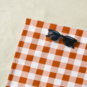 Gingham Check Brown Beach Towel