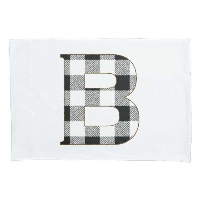 Gingham Check Letter B Pillowcase (Front)