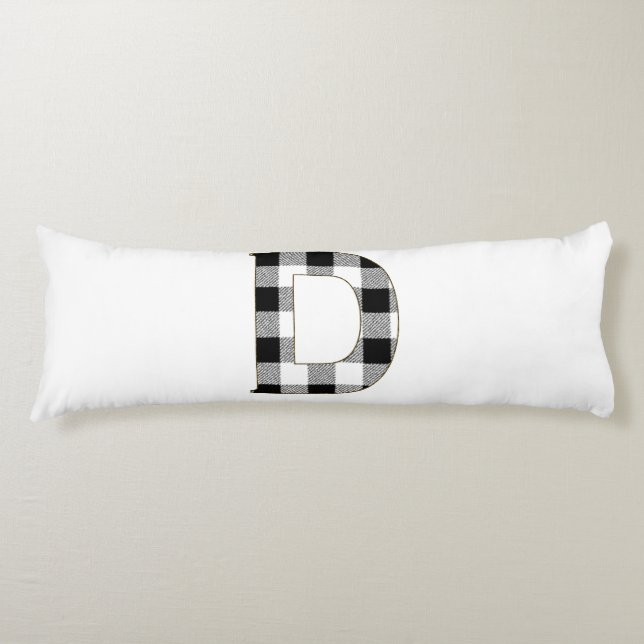 Gingham Check Letter D Body Cushion (Front)