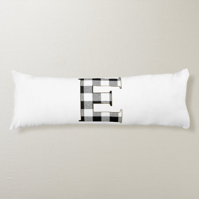 Gingham Check Letter E Body Cushion (Front)