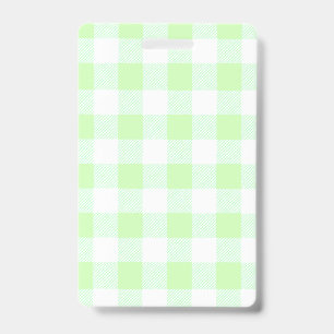 Gingham Check Light Green ID Badge