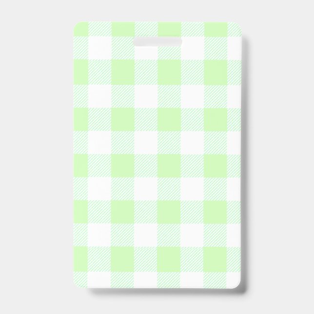 Gingham Check Light Green ID Badge (Front)