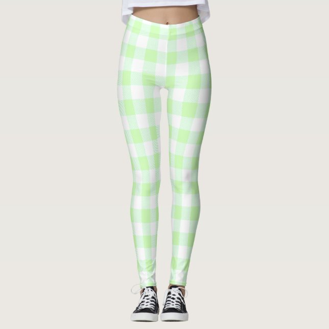 Gingham Check Light Green Leggings (Front)