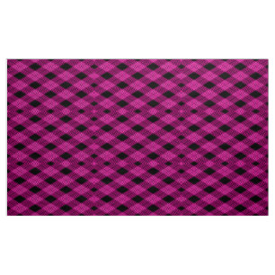 Gingham Check Magenta and Black Pattern Fabric
