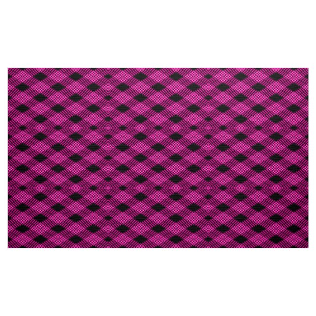 Gingham Check Magenta and Black Pattern Fabric (Yard)