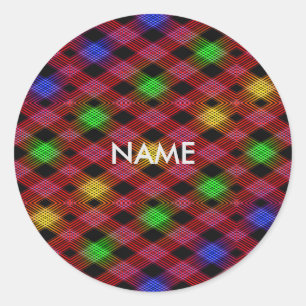 Gingham Check Multicolored Pattern Classic Round Sticker
