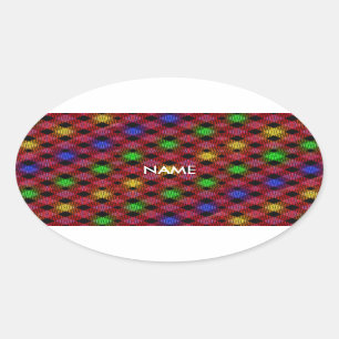 Gingham Check Multicolored Pattern Oval Sticker