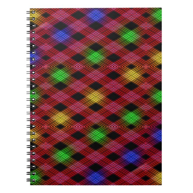 Gingham Check Multicolored Pattern Spiral Notebook (Front)