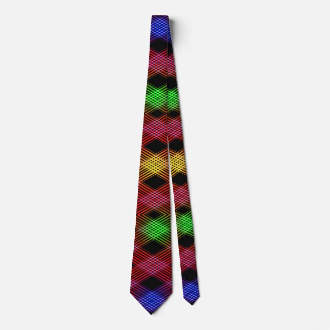 Gingham Check Multicolored Pattern Tie (Front)