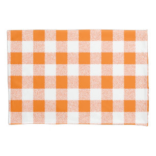 Gingham Check Orange Pillowcase