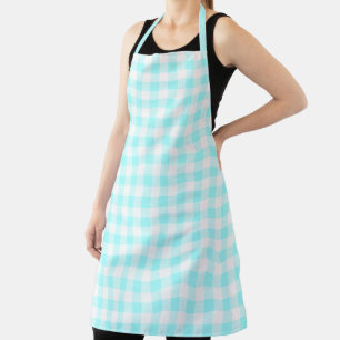 Gingham Check Pattern Light Blue Apron