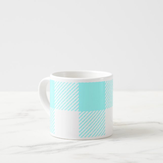 Gingham Check Pattern (light blue) Espresso Cup (Front Left)