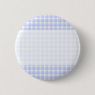 Gingham check pattern. Light Blue & White. 6 Cm Round Badge