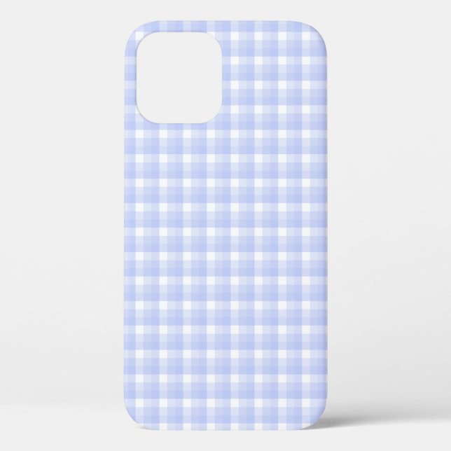 Gingham check pattern. Light Blue & White. Case-Mate iPhone Case (Back)