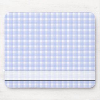 Gingham check pattern. Light Blue & White. Mouse Pad