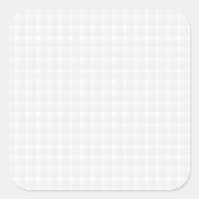 Gingham check pattern. Pale Grey and White. Square Sticker (Front)