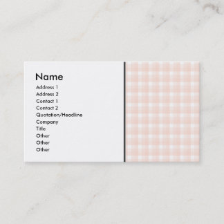 Gingham check pattern. Peach pink and white. Business Card