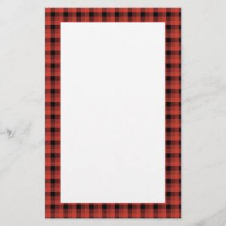 Gingham check pattern. Red and Black Plaid Stationery