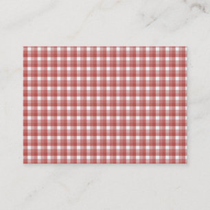 Gingham check pattern. Red and White. Business Card