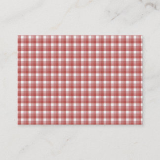 Gingham check pattern. Red and White. Business Card