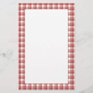 Gingham check pattern. Red and White. Stationery