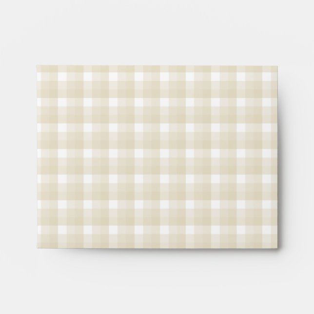 Gingham check pattern. Tan and White. Envelope (Front)