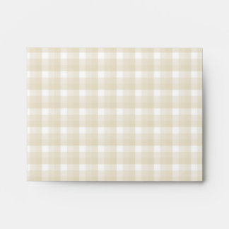 Gingham check pattern. Tan and White. Envelope