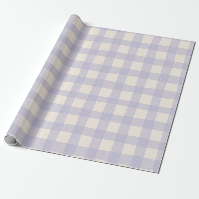 Gingham Check Pattern with White Speckles Wrapping Paper (Unrolled)