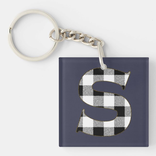 Gingham Check S Key Ring (Front)