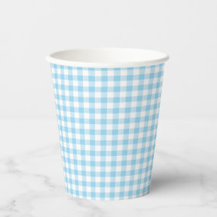 Gingham Check Small Blue White Paper Cup