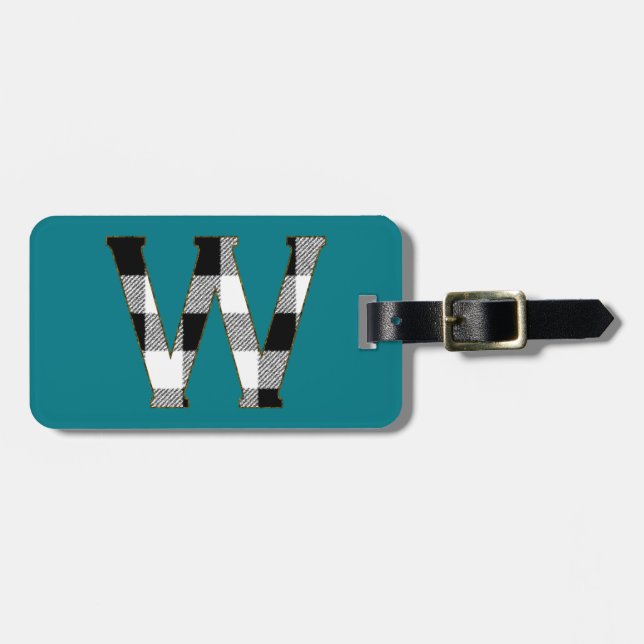 Gingham Check W Luggage Tag (Front Horizontal)