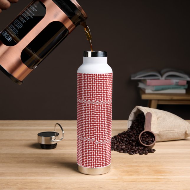 Gingham Checked Water Bottle (Coffee)