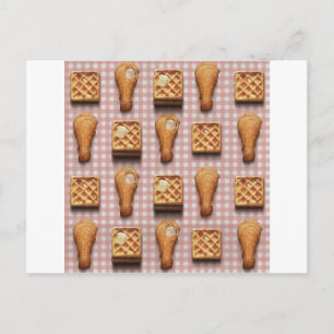 gingham chicken waffles postcard
