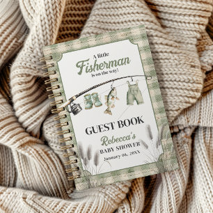 Gingham Clothesline Fishing Baby Shower Guest Notebook