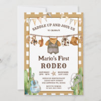 Gingham Clothesline My First Rodeo Cowboy Birthday