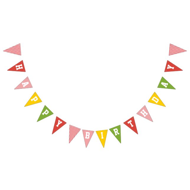 Gingham Colourful Farm Barn Happy Birthday Bunting (All)