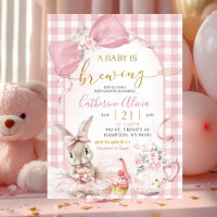 Gingham Coquette Pink Floral Bunny Baby Shower