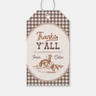 Gingham Cowboy Thank You Tag