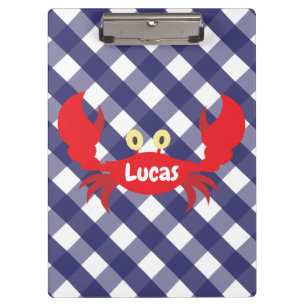 Gingham Crab Personalised Clipboard