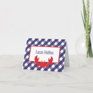 Gingham Crab Personalised Folded Note Cards