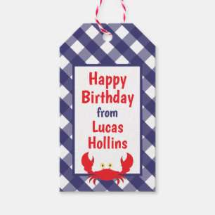 Gingham Crab Personalised Gift Tags