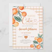 Gingham cutie is turning One Orange Birthday