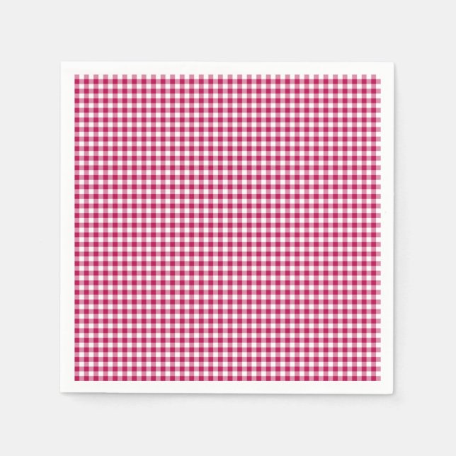 Gingham-Dark Pink-Paper Napkins (Front)