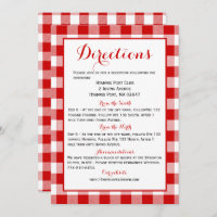 Gingham Directions Details Red White Check Wedding