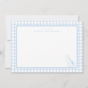 Gingham Dog Baby Boy   Nursery of Stationery Thank You Card