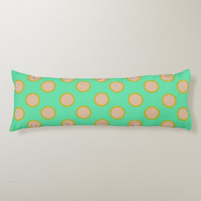 Gingham Dots, Green Body Pillow (Front)