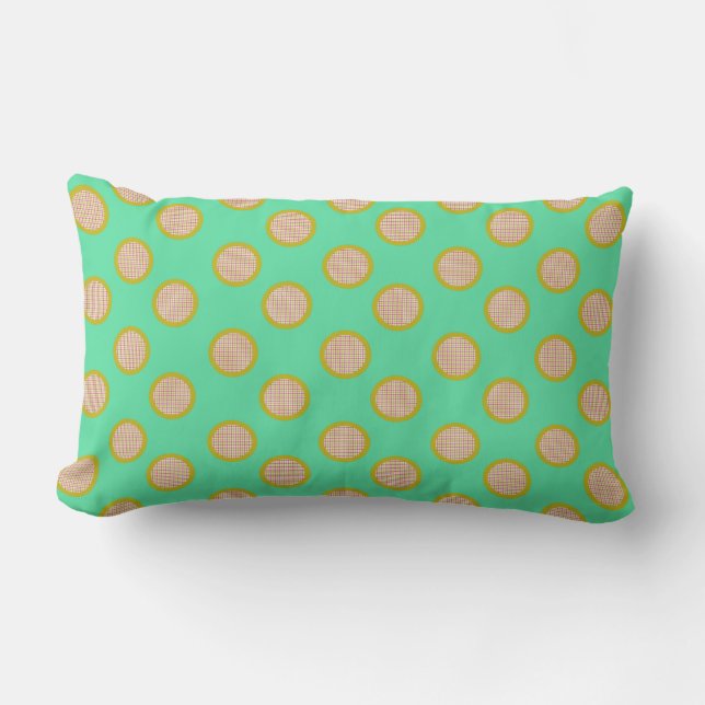 Gingham Dots, Green Lumbar Pillow (Front)